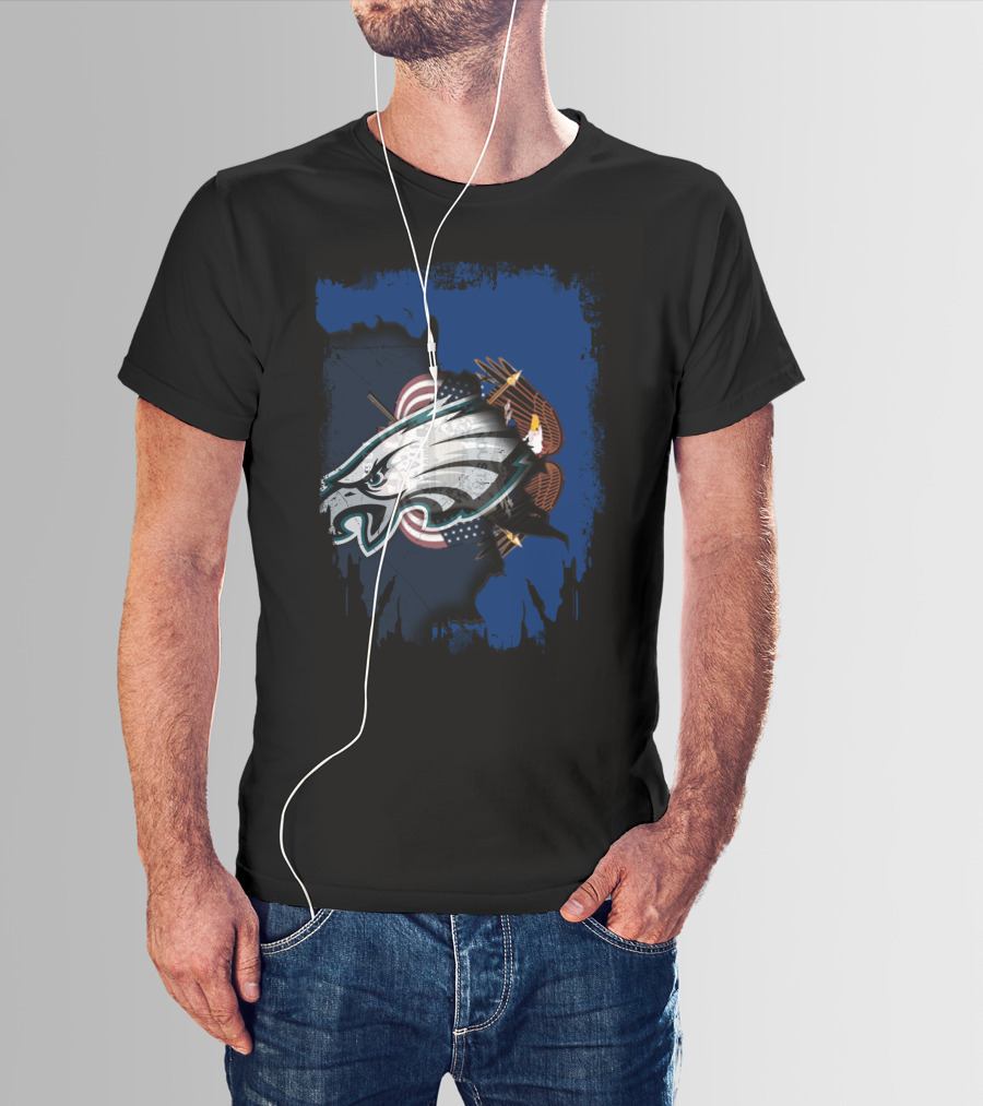 Together Utah Philadelphia Eagles USA Flag Eagle Fusion T-Shirt