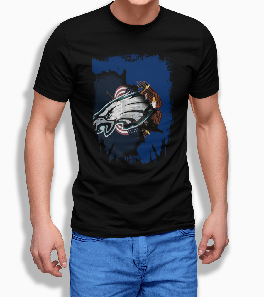 Together Utah Philadelphia Eagles USA Flag Eagle Fusion T-Shirt