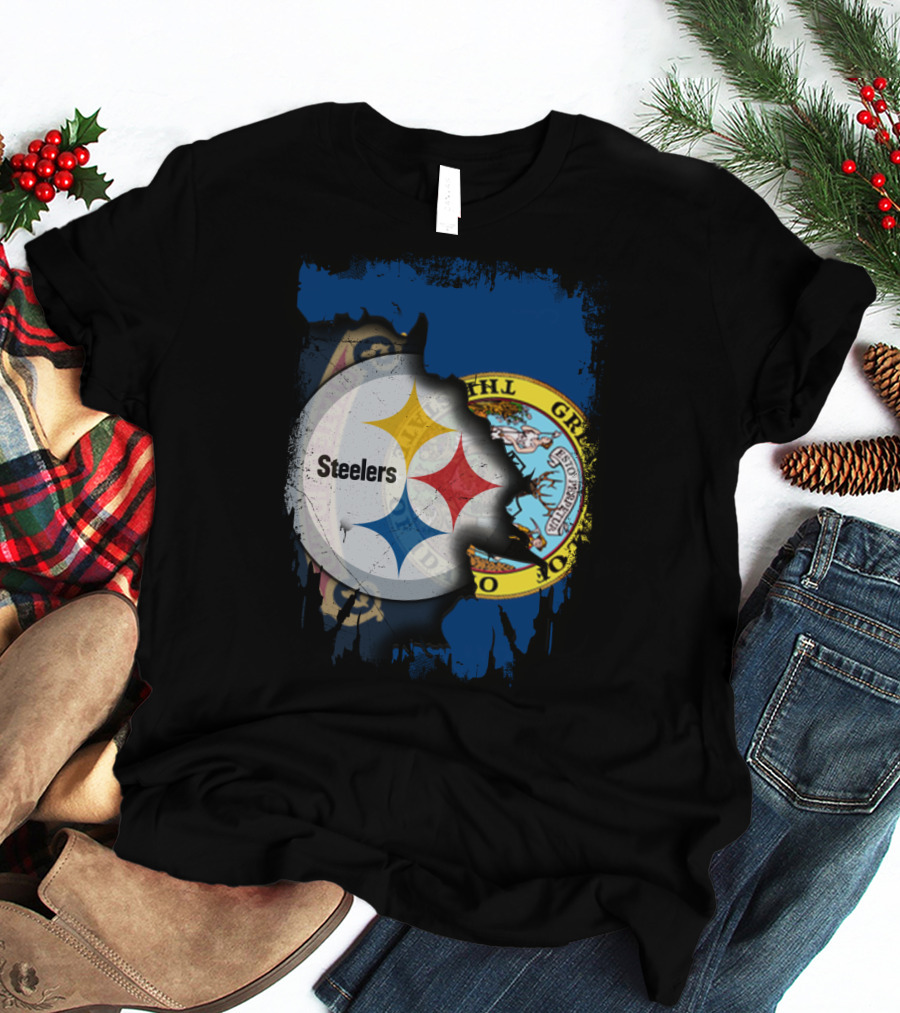 Together Idaho Steelers Logo With State Flag Background T-Shirt