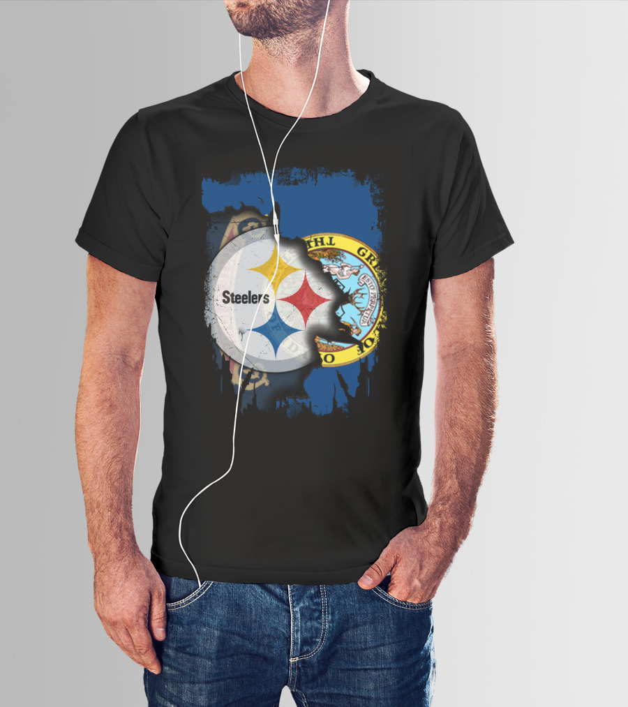 Together Idaho Steelers Logo With State Flag Background T-Shirt