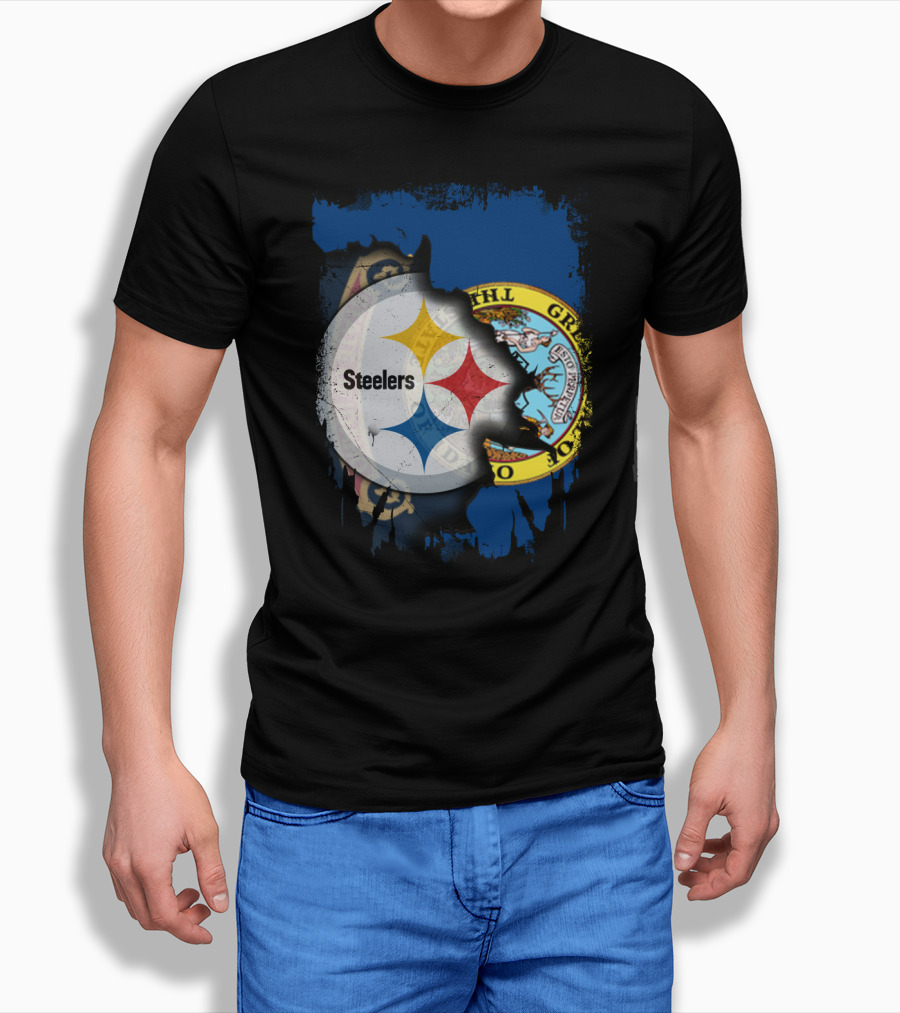 Together Idaho Steelers Logo With State Flag Background T-Shirt