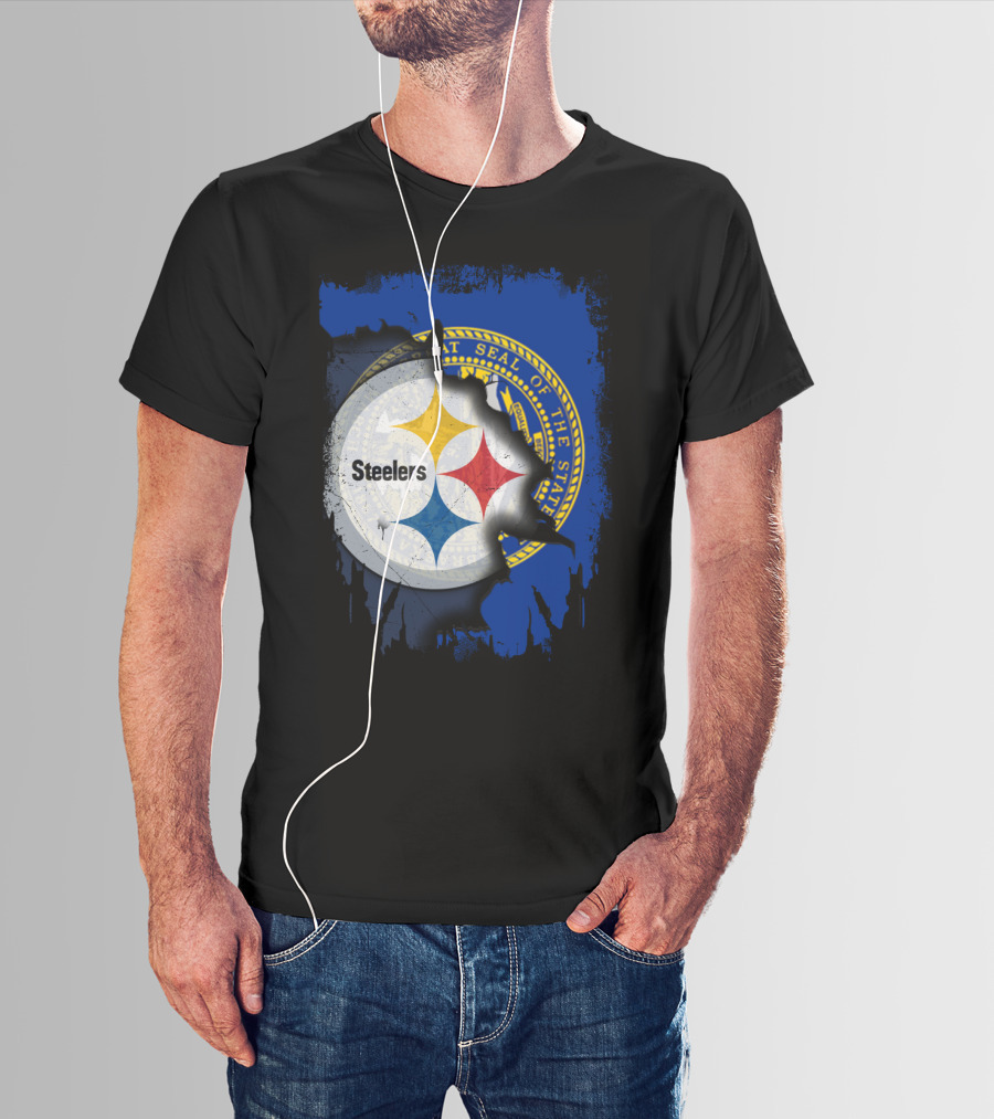 Nebraska State Seal With Steelers Logo Integration T-Shirt