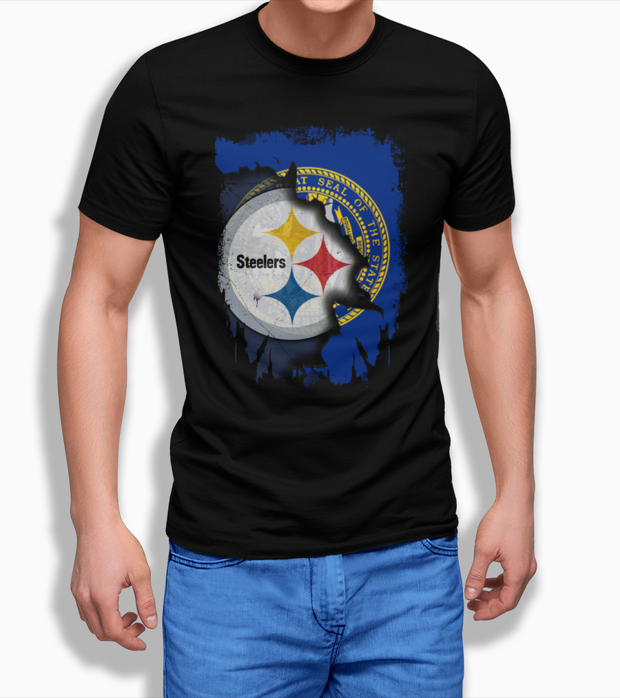 Nebraska State Seal With Steelers Logo Integration T-Shirt