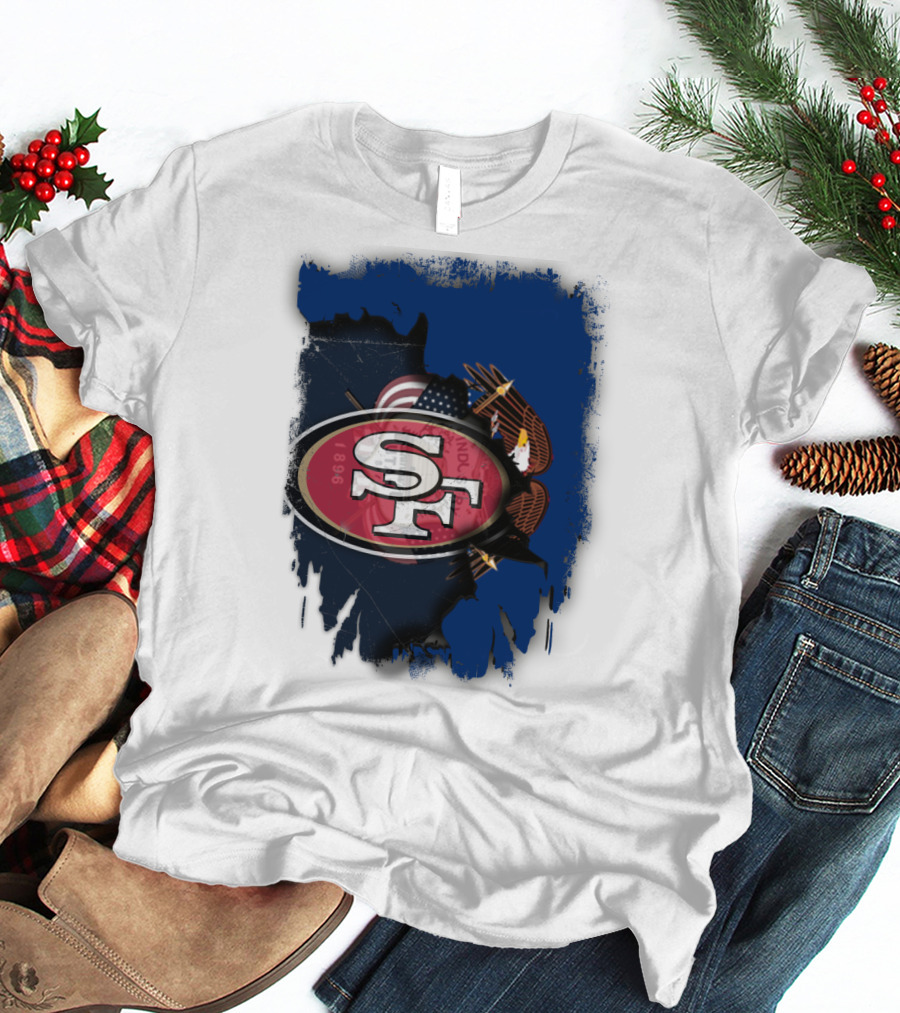 49ers And Eagle With American Flag T-Shirt