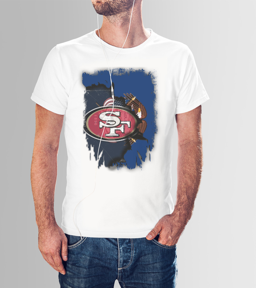 49ers And Eagle With American Flag T-Shirt