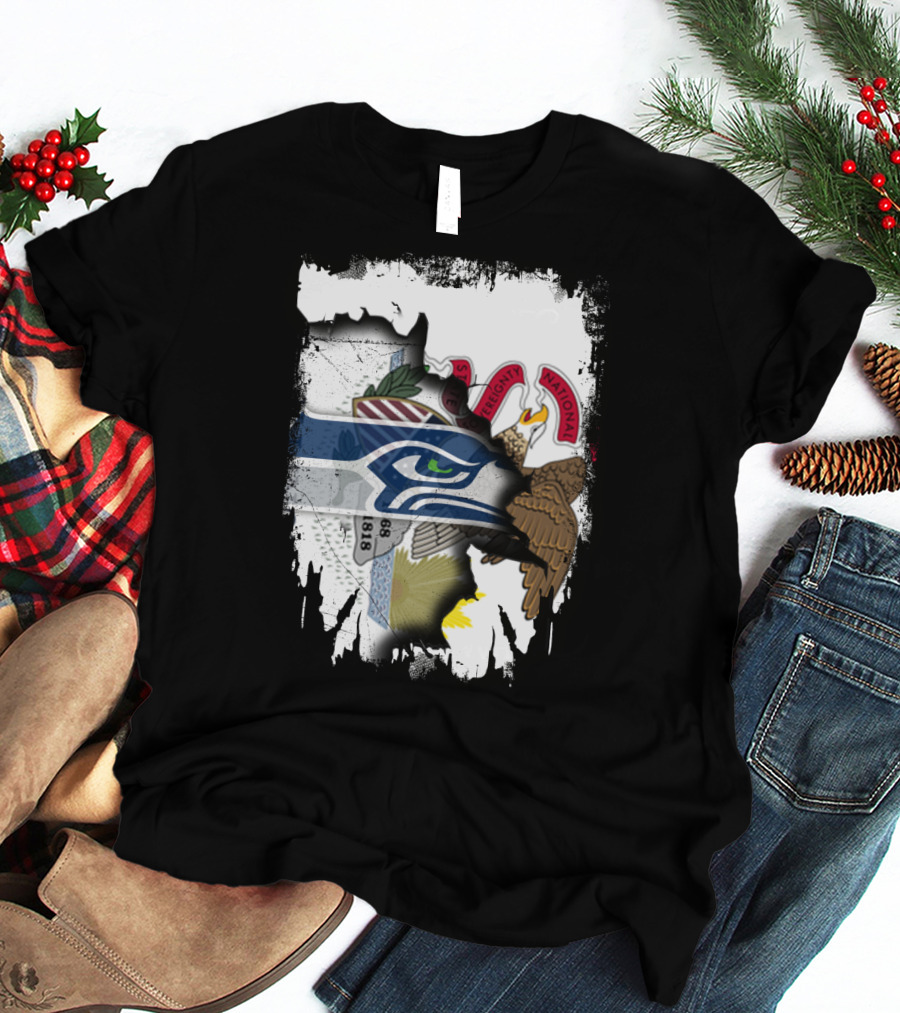 Illinois State And Seattle Seahawks Unity Emblem T-Shirt