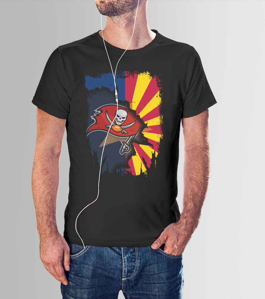 Arizona State Flag And Buccaneers Logo Together T-Shirt