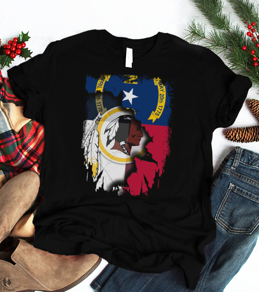 North Carolina State Flag Combined With Redskins T-Shirt