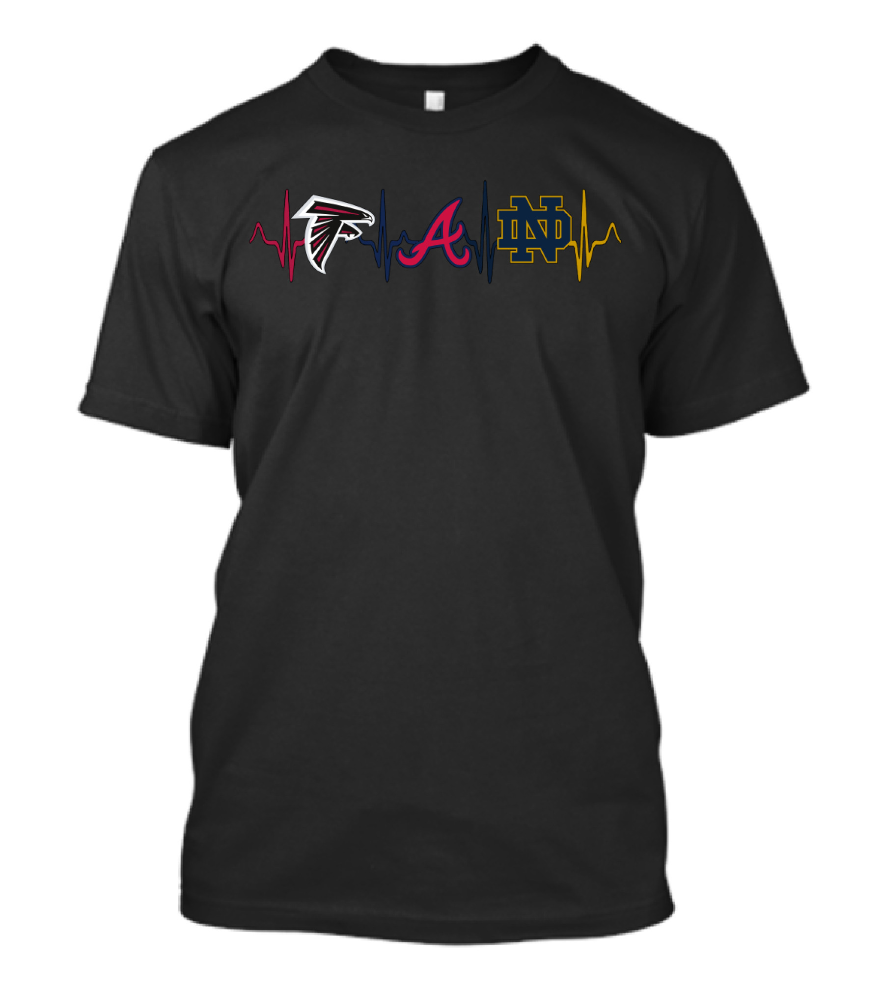 Atlanta Falcons Braves Notre Dame Heartbeat Ndfi T-Shirt