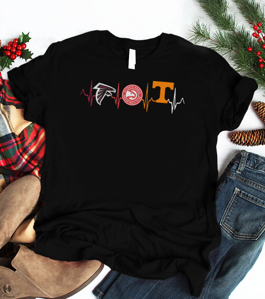 Atlanta Falcons And Hawks Heartbeat With Tennessee Volunteers T-Shirt