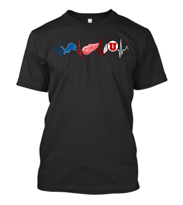 Detroit Lions Detroit Red Wings Utah Utes Heartbeat T-Shirt