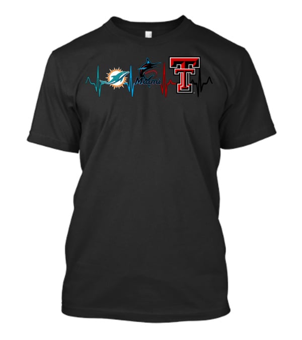 Miami Dolphins Marlins Texas Tech Heartbeat T-Shirt