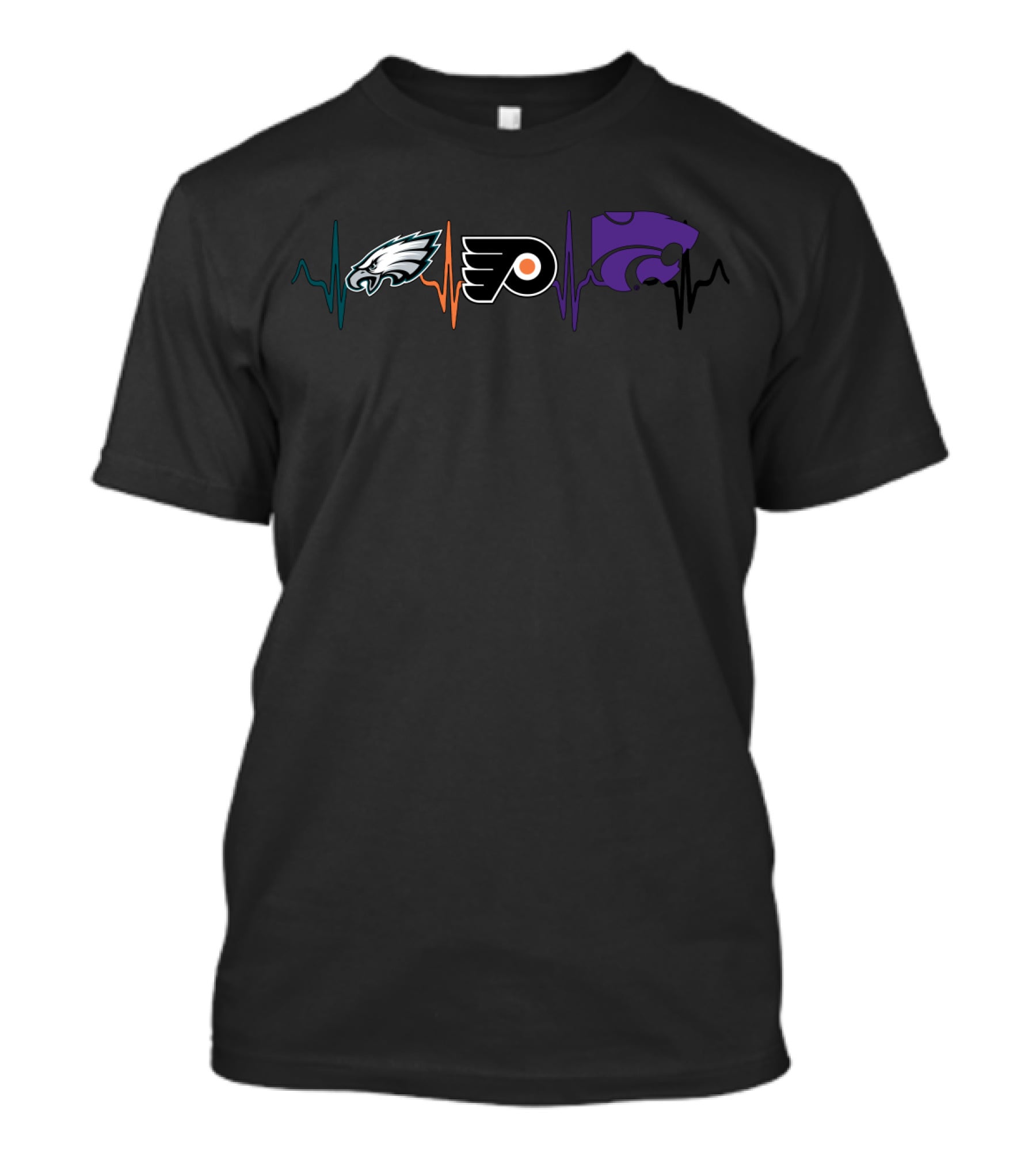Philadelphia Eagles Flyers Kansas State Wildcats Heartbeat T-Shirt