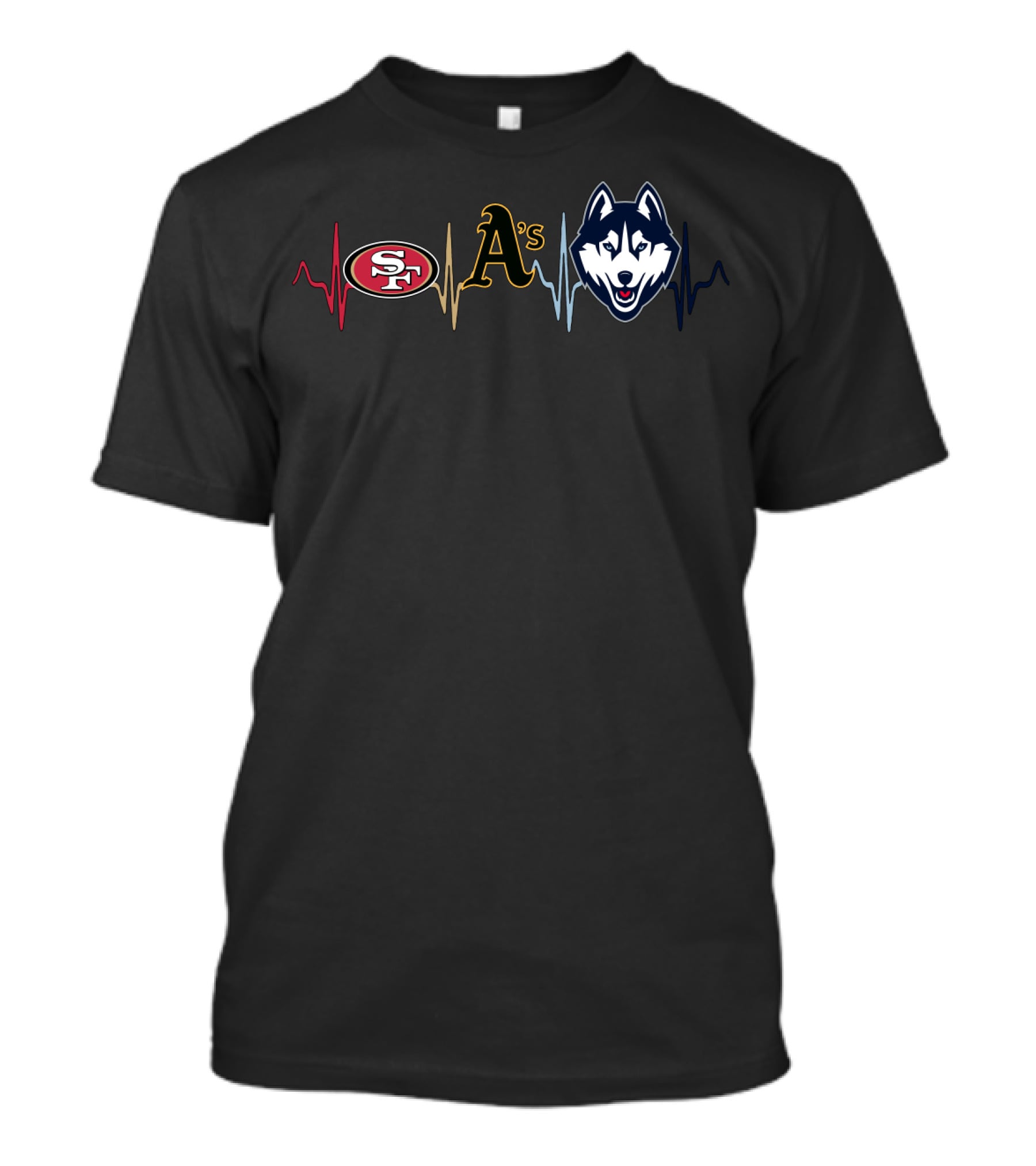 Love 49ers Athletics Huskies Heartbeat T-Shirt