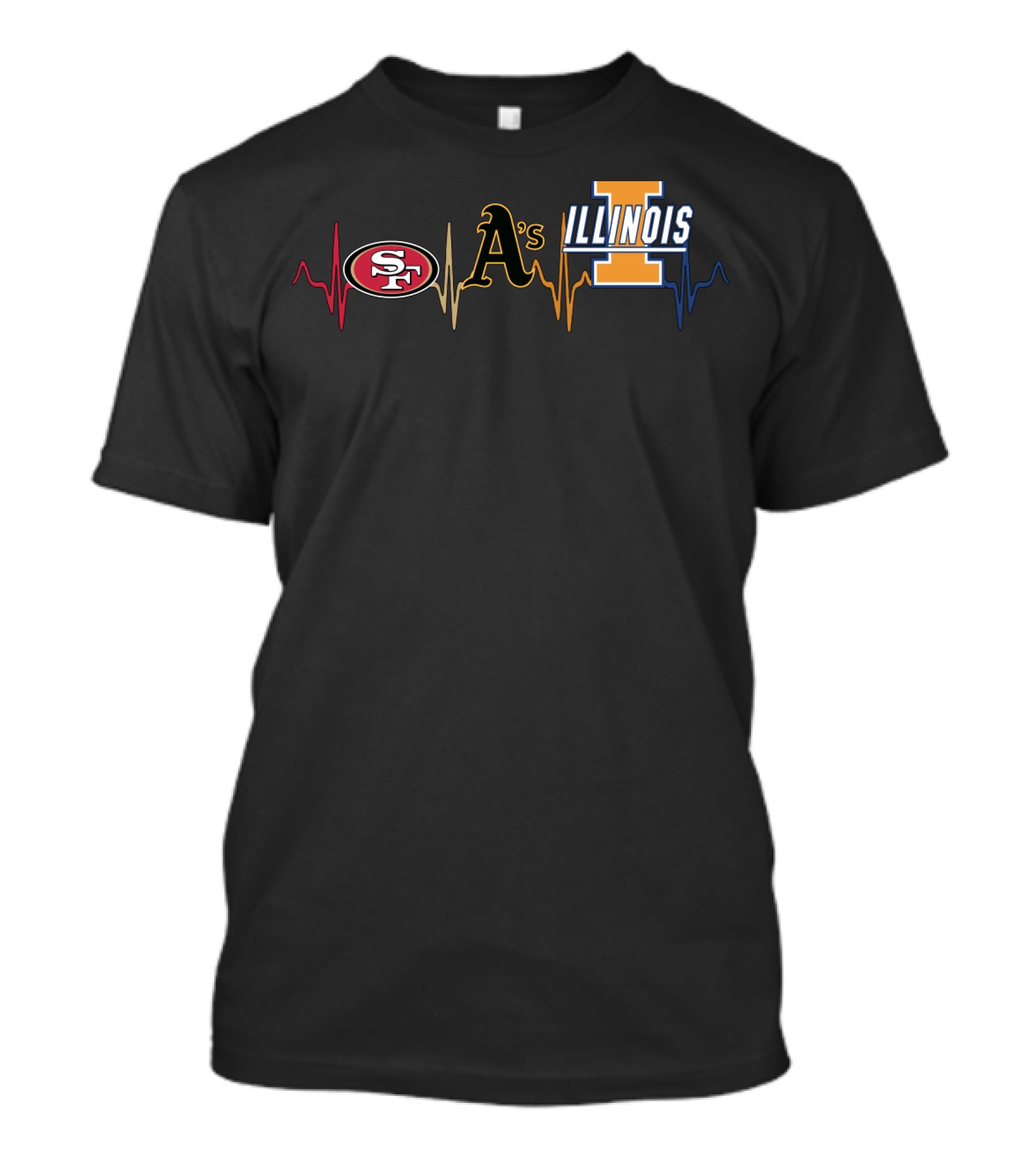 Love 49ers A's Illinois Athletics Heartbeat T-Shirt