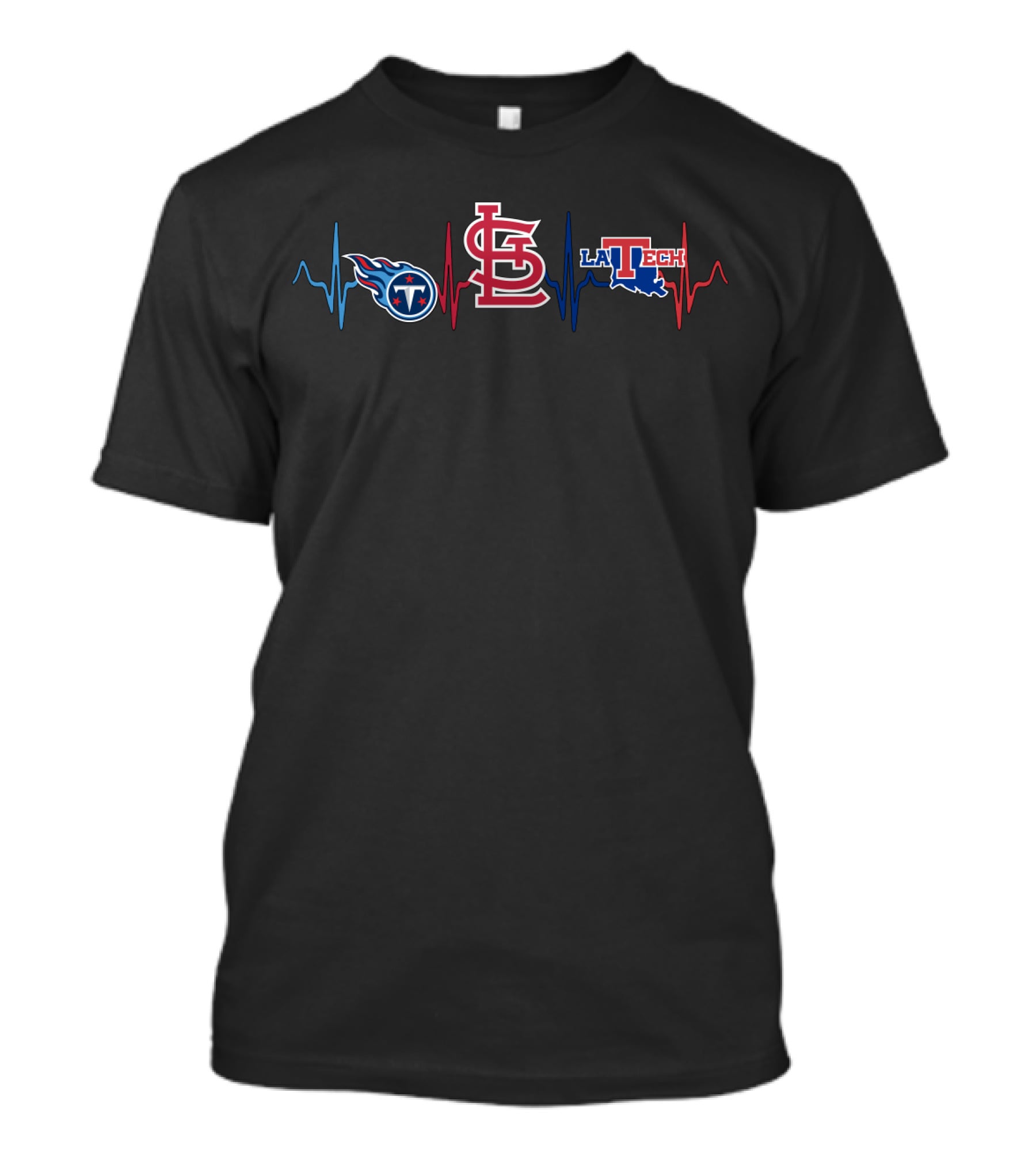 Titans Stl Cardinals La Tech Heartbeat T-Shirt