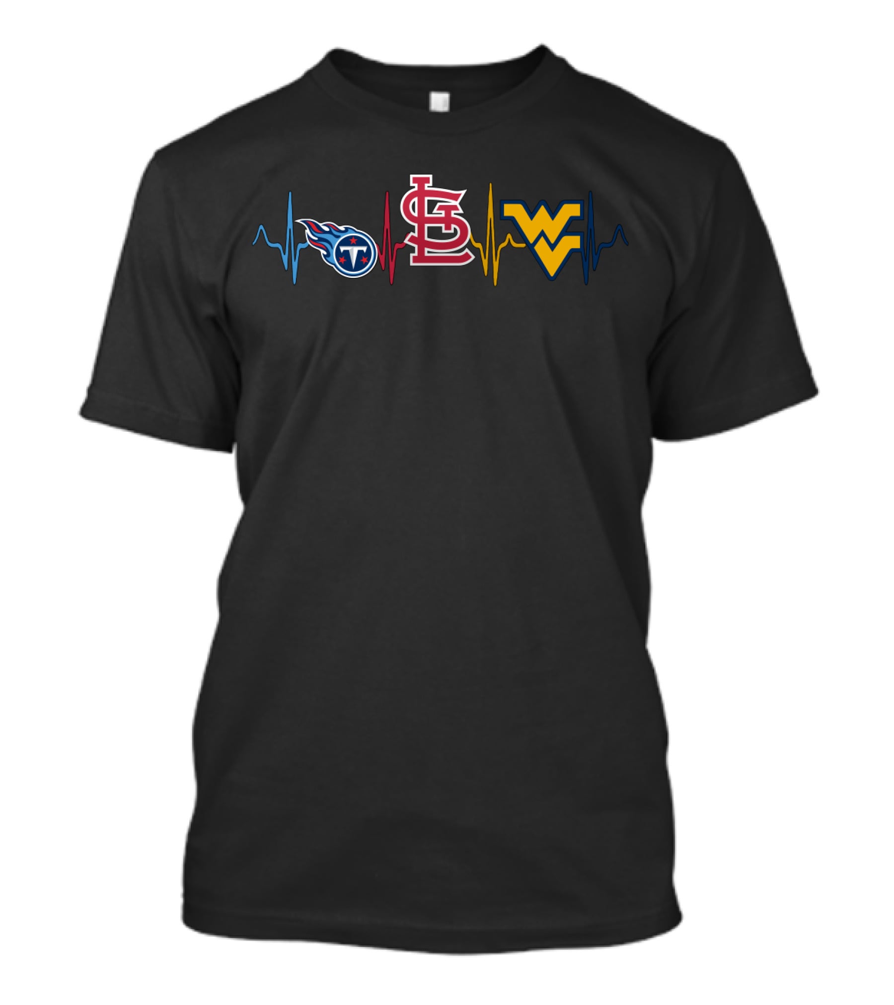 Tennessee Titans St. Louis Cardinals West Virginia Mountaineers Heartbeat T-Shirt