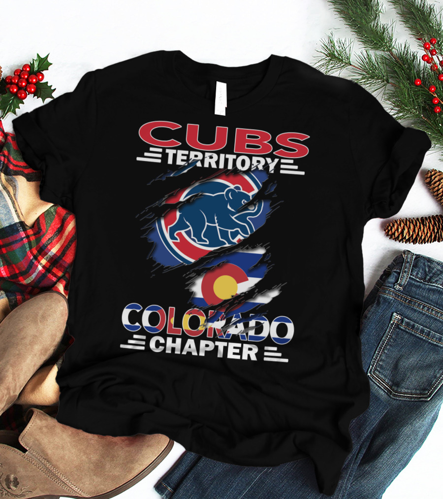 Cubs Territory Colorado Chapter Logo With Bear And Colorado Flag Elements T-Shirt