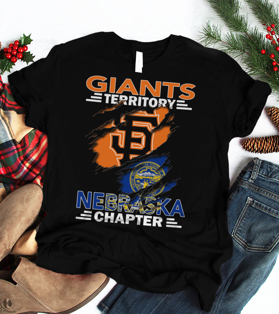 Giants Territory Nebraska Chapter Sf Logo And State Flag T-Shirt