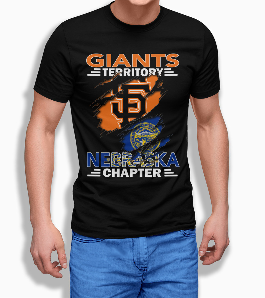 Giants Territory Nebraska Chapter Sf Logo And State Flag T-Shirt