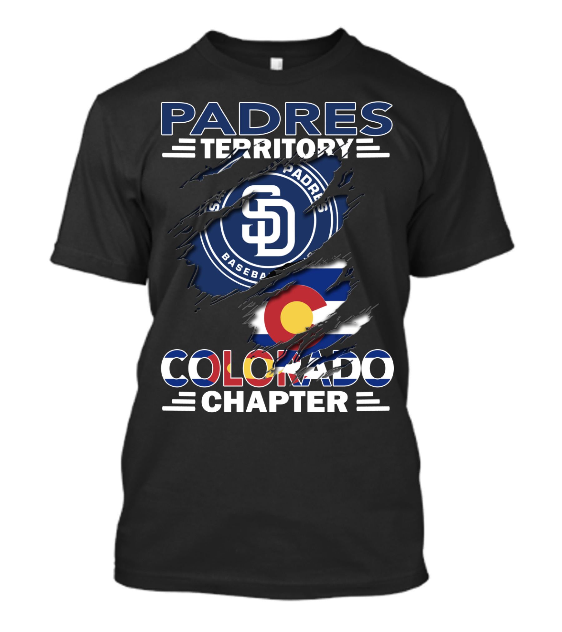 Padres Territory San Diego Baseball Colorado Chapter Flag Integration T-Shirt
