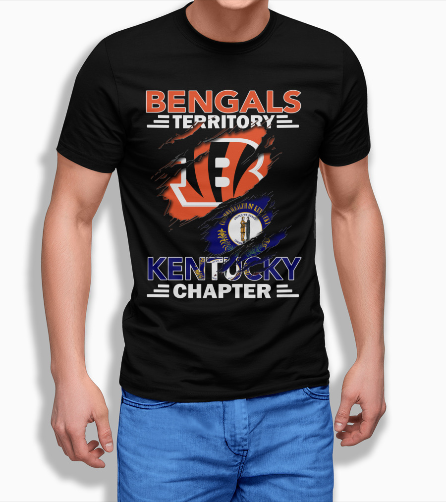 Bengals Territory Kentucky Chapter Ripped Logo With State Flag T-Shirt