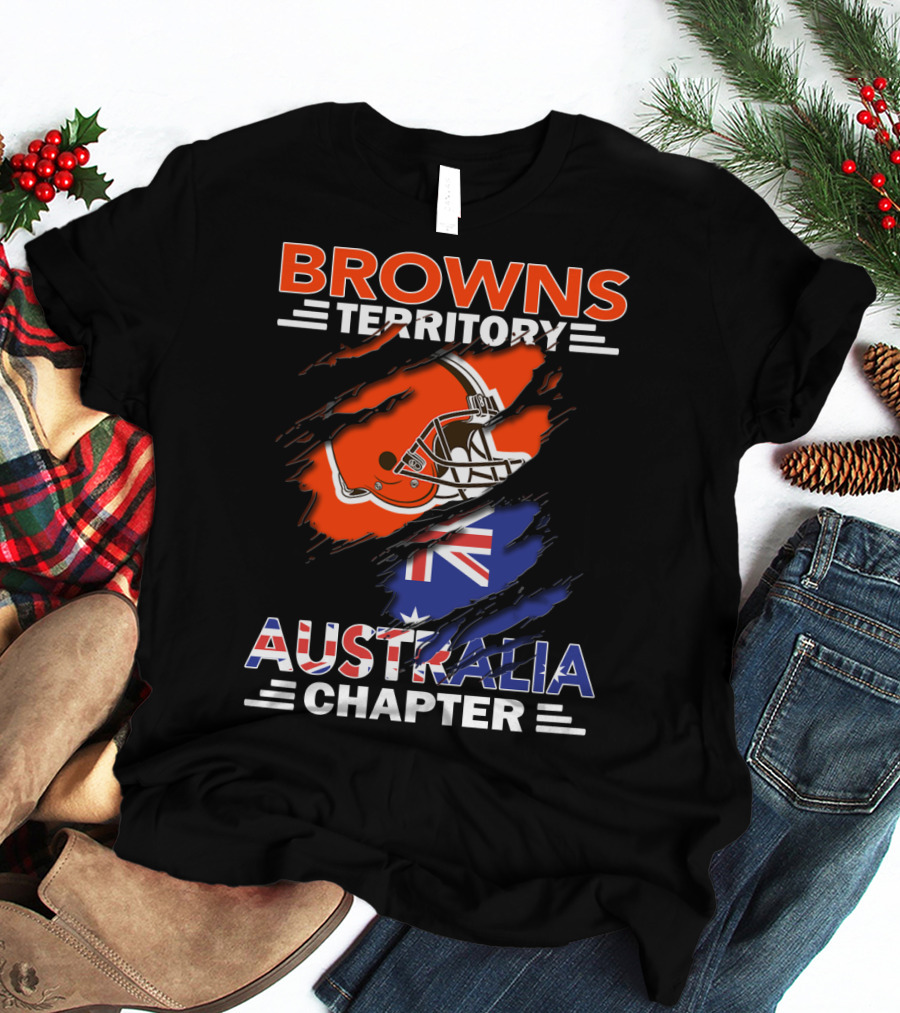 Browns Territory Australia Chapter Helmet With Flag T-Shirt
