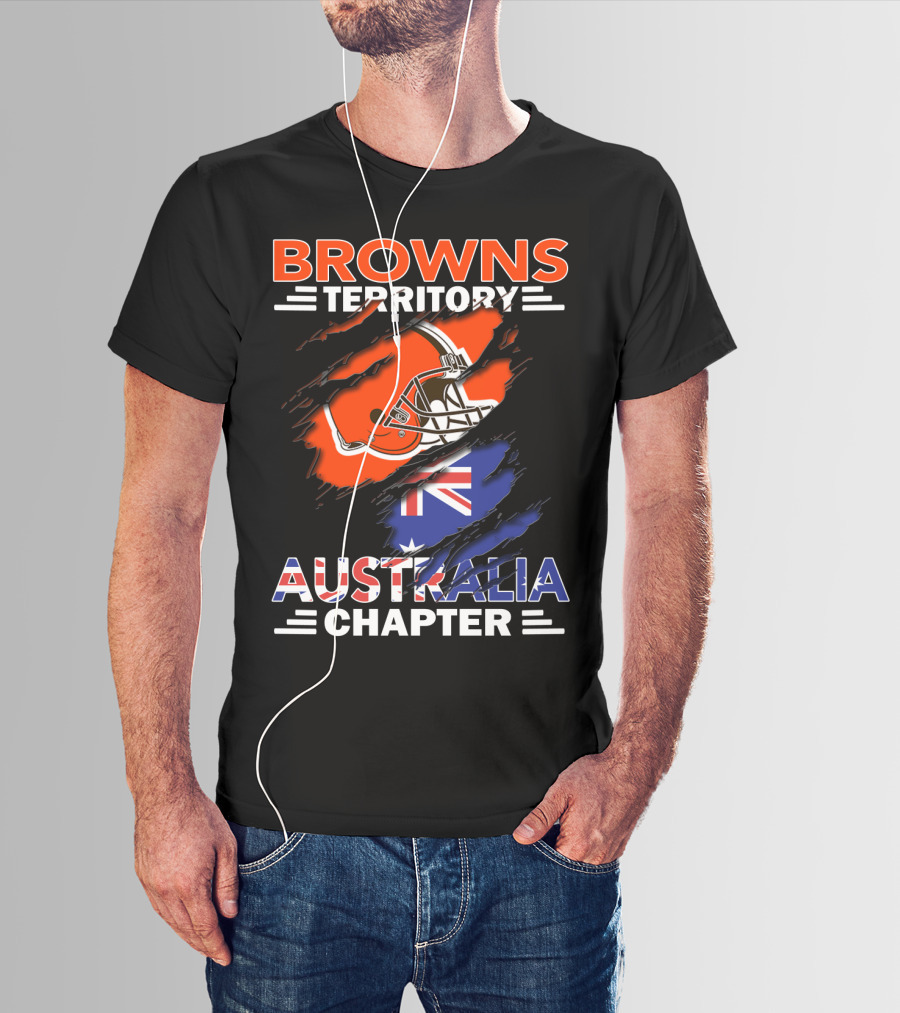 Browns Territory Australia Chapter Helmet With Flag T-Shirt