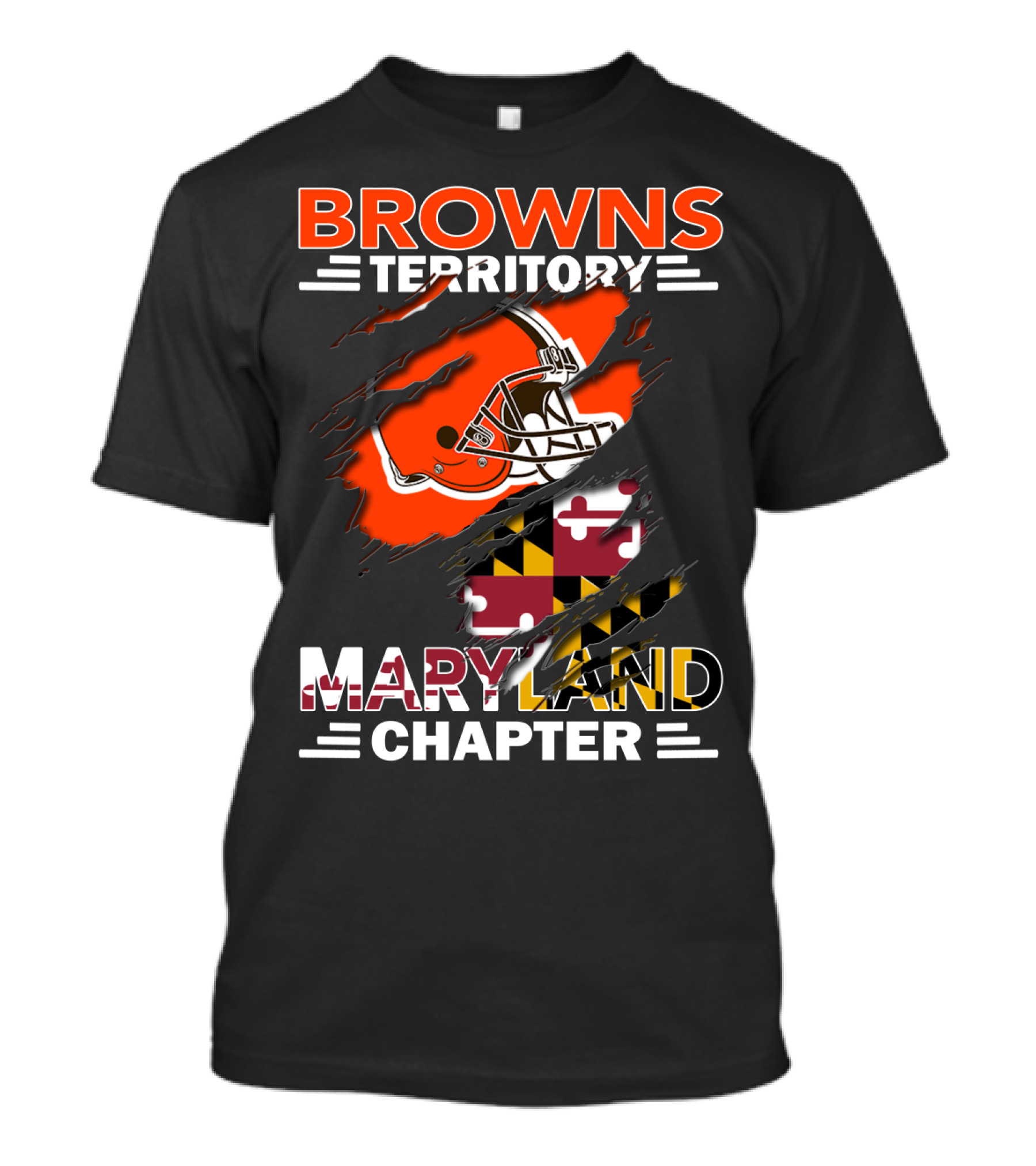 Browns Territory Maryland Chapter Football Helmet Maryland Flag T-Shirt
