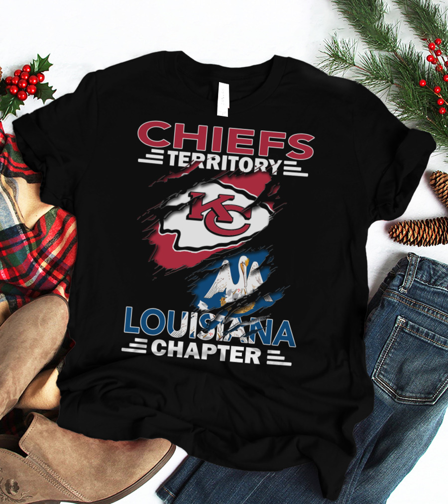 Chiefs Territory Louisiana Chapter KC Logo And State Flag T-Shirt