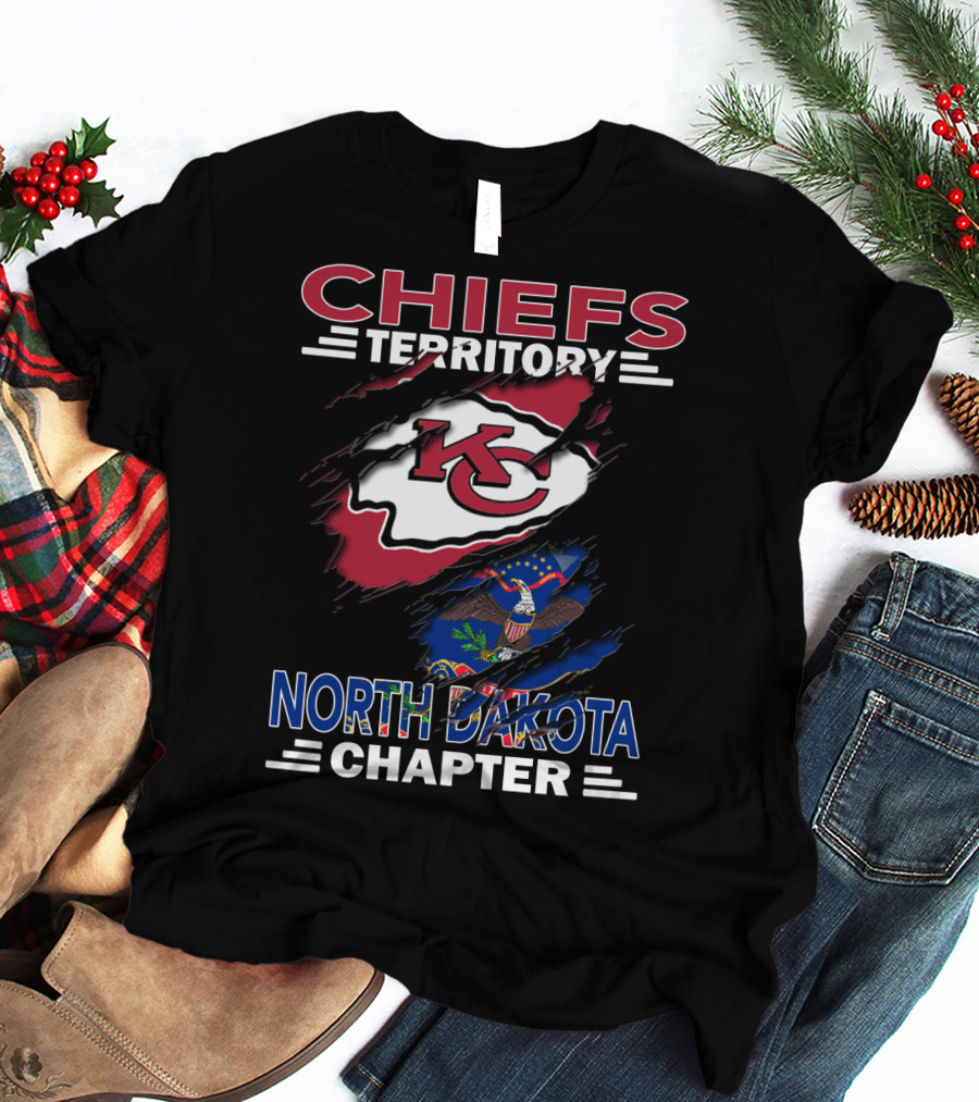 Chiefs Territory North Dakota Chapter KC Logo State Flag T-Shirt