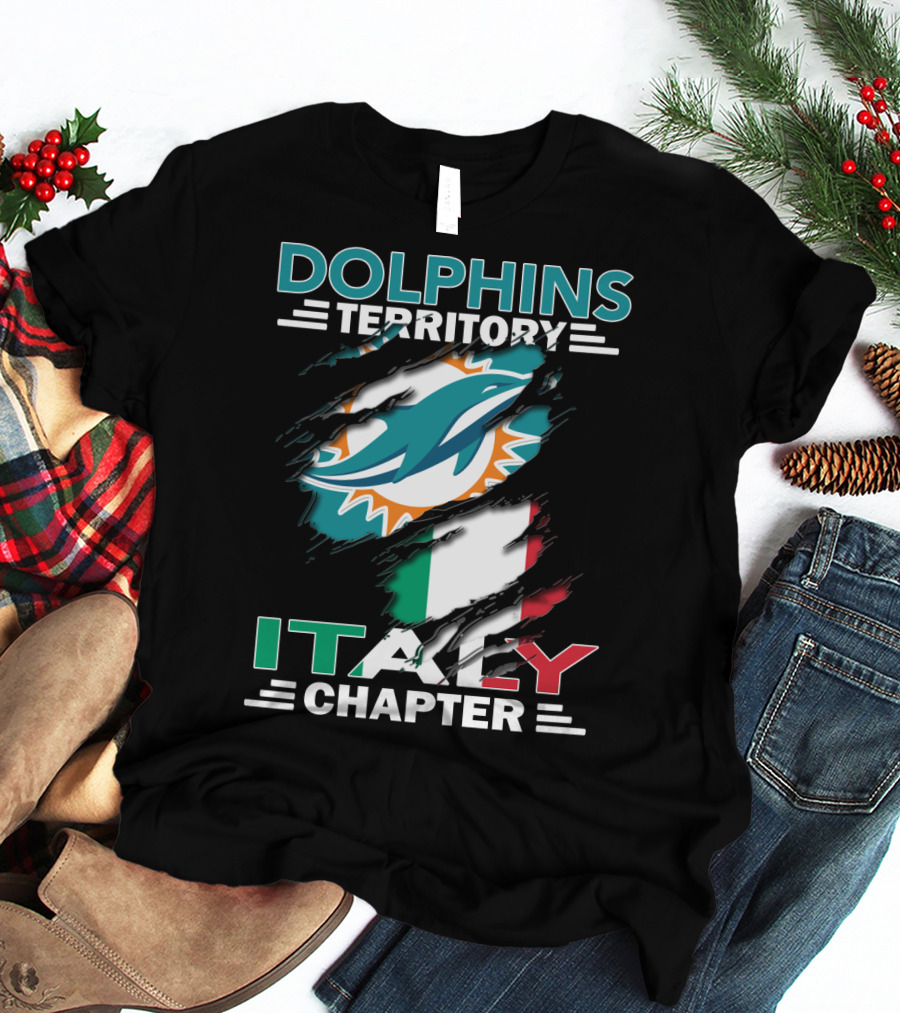 Dolphins Territory Italy Chapter Miami Logo Italian Flag T-Shirt