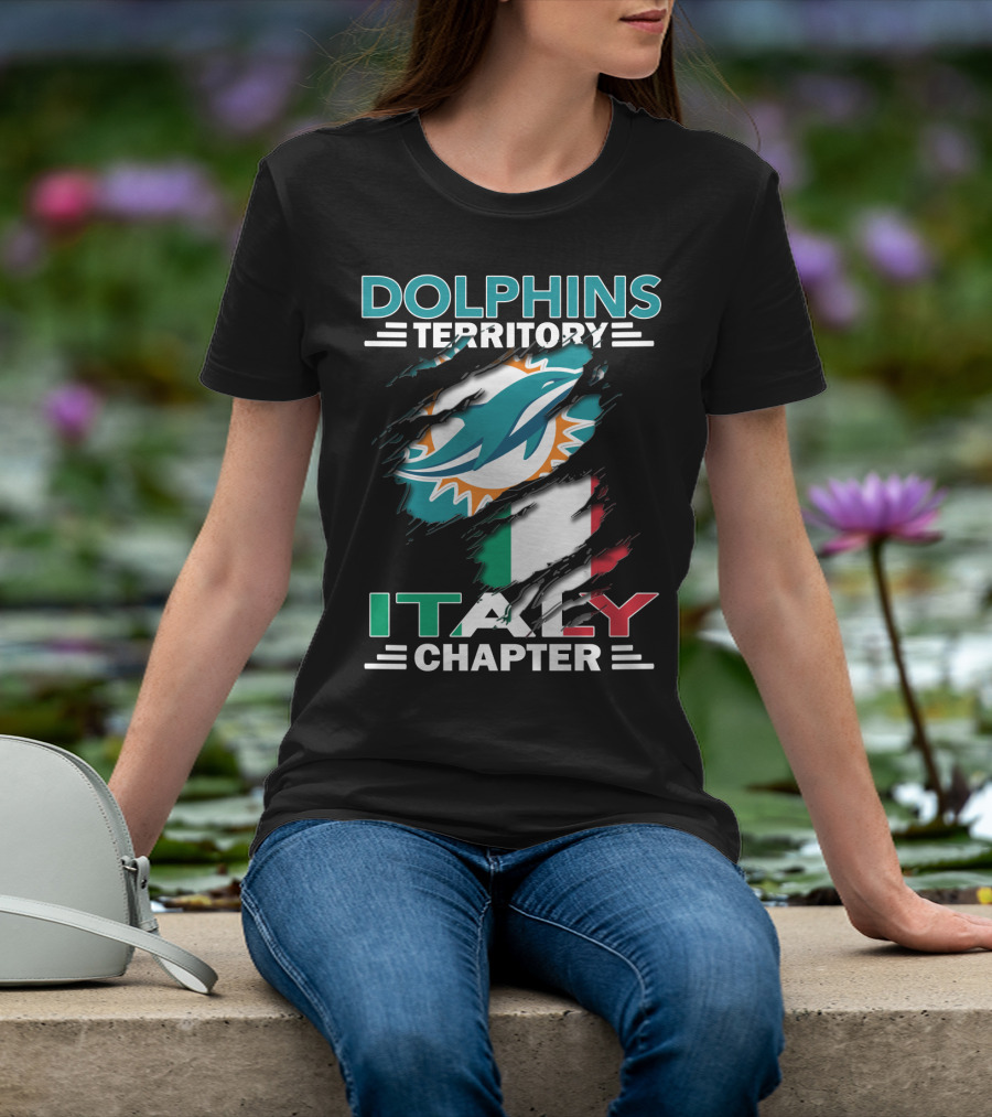 Dolphins Territory Italy Chapter Miami Logo Italian Flag T-Shirt