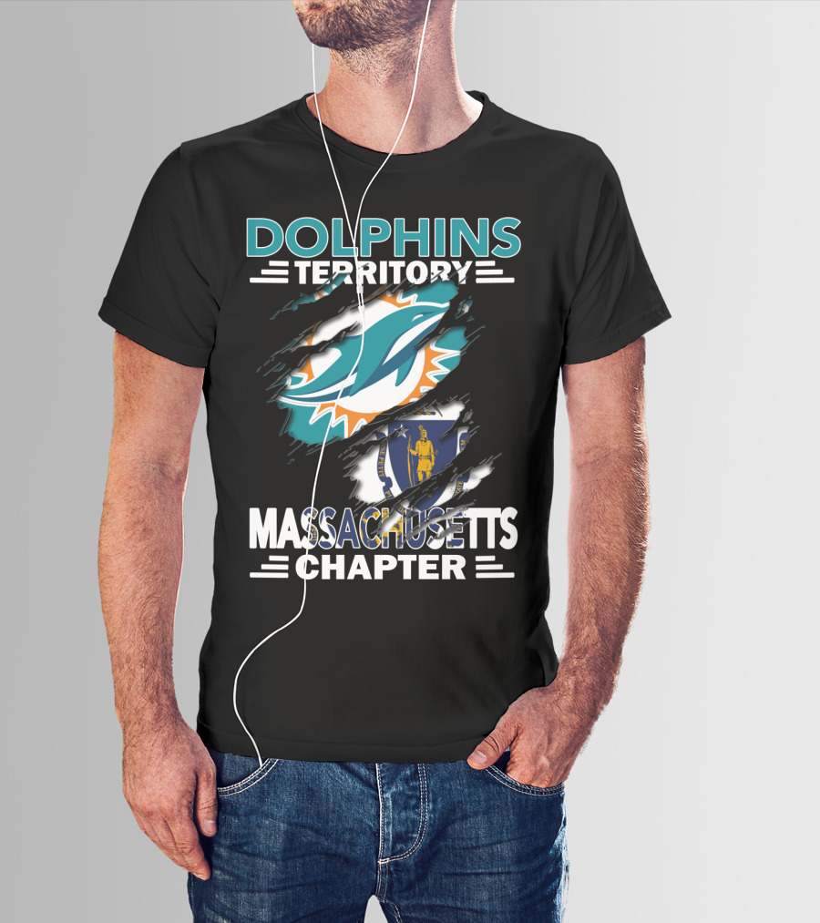 Dolphins Territory Massachusetts Chapter Miami Logo And State T-Shirt