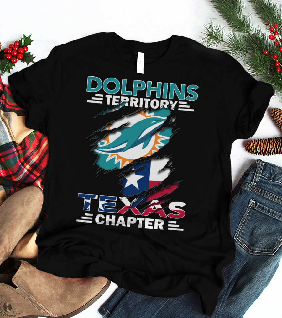 Dolphins Territory Texas Chapter Miami Dolphins Texas Flag T-Shirt