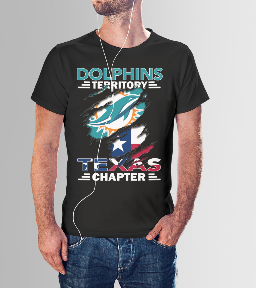 Dolphins Territory Texas Chapter Miami Dolphins Texas Flag T-Shirt