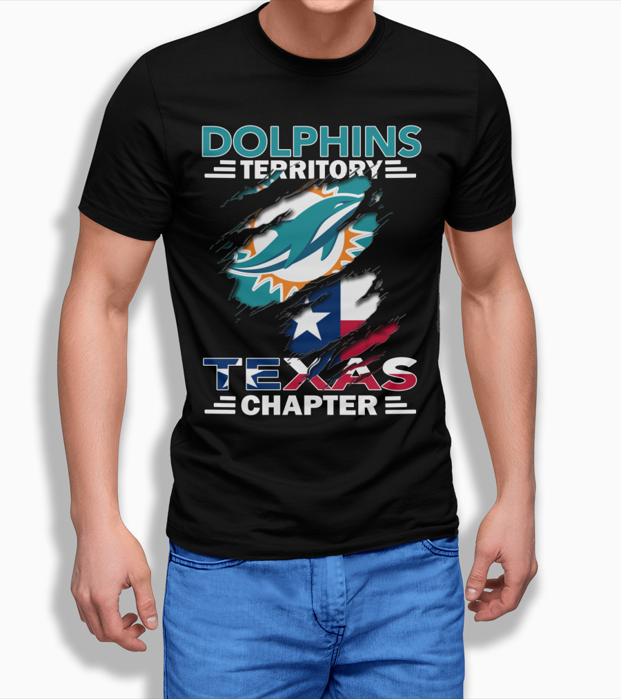 Dolphins Territory Texas Chapter Miami Dolphins Texas Flag T-Shirt