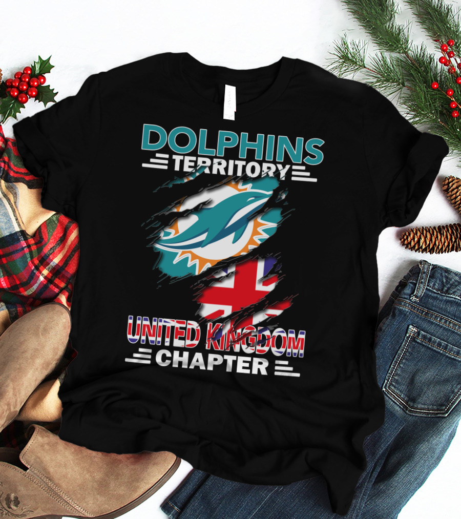 Dolphins Territory United Kingdom Chapter Miami Dolphins Union Jack T-Shirt