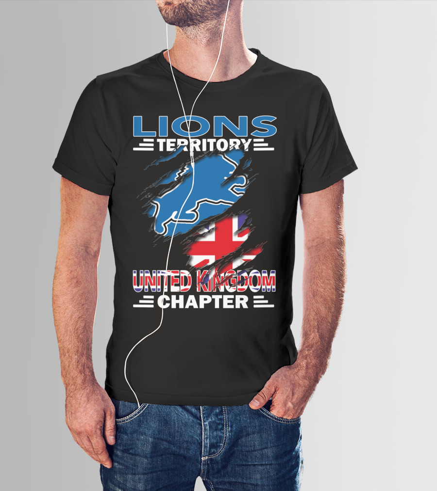 Lions Territory United Kingdom Chapter Union Jack Blue Lion T-Shirt