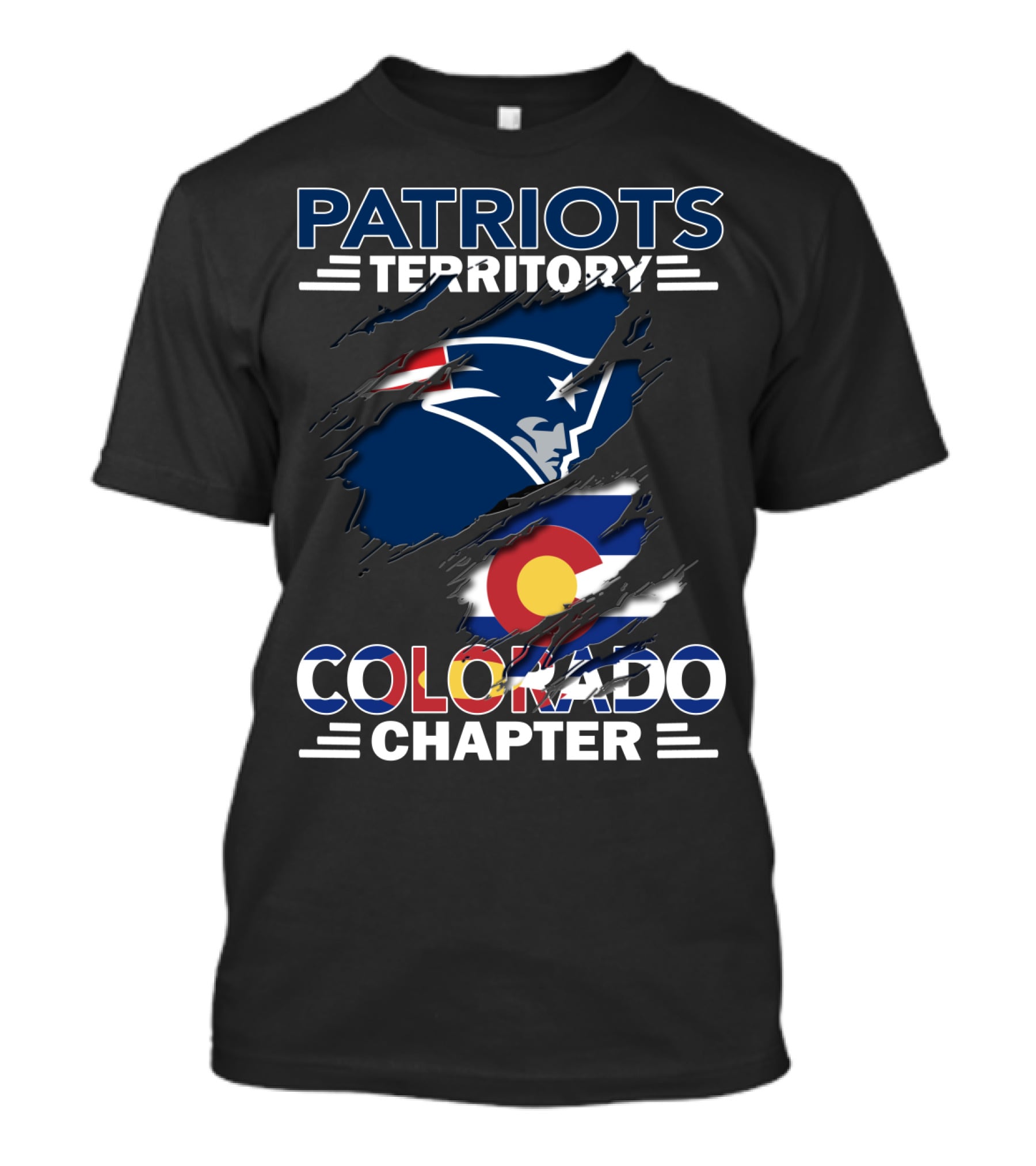 Patriots Territory Colorado Chapter New England Patriots Logo Colorado Flag T-Shirt