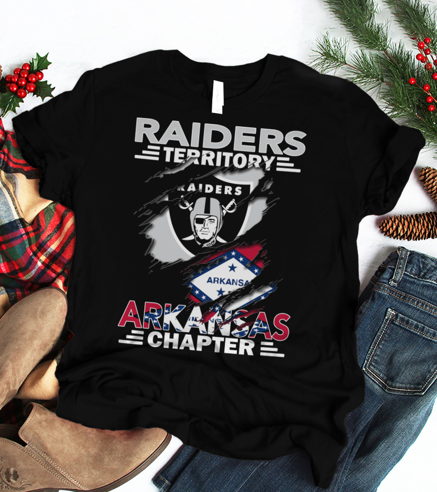 Raiders Territory Arkansas Chapter With Raiders Logo And Arkansas Flag T-Shirt