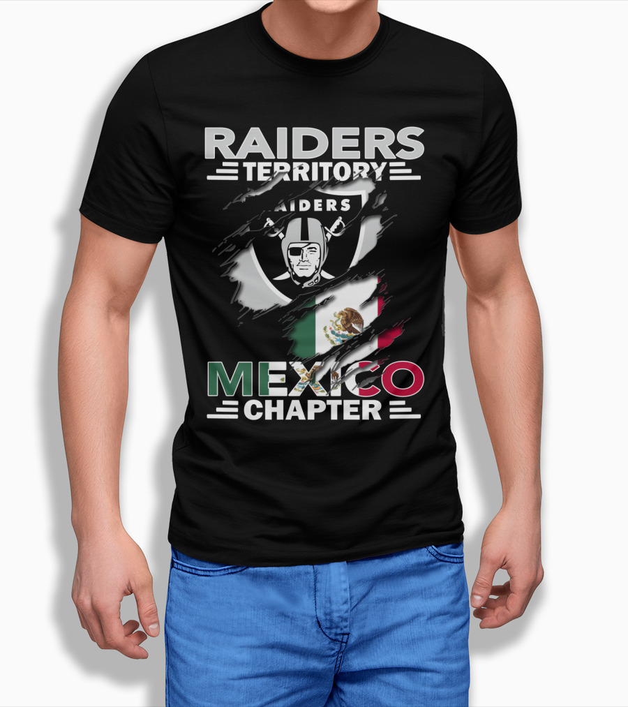 Raiders Territory Mexico Chapter Raiders Shield Mexican Flag T-Shirt