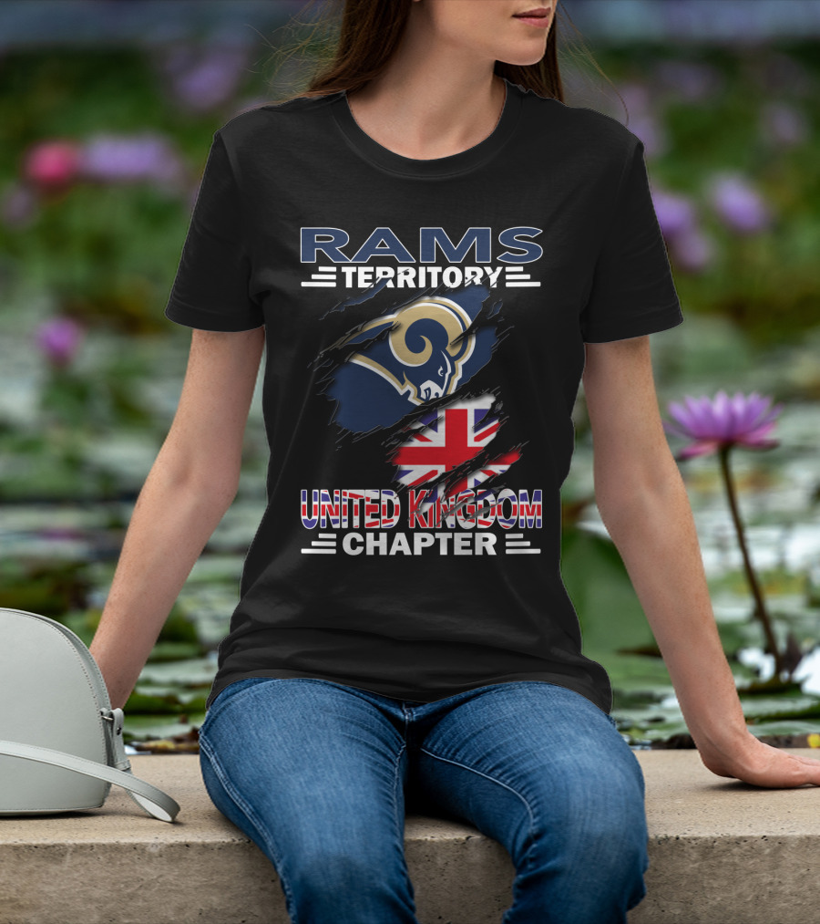 Rams Territory United Kingdom Chapter With Rams Logo And Union Jack T-Shirt