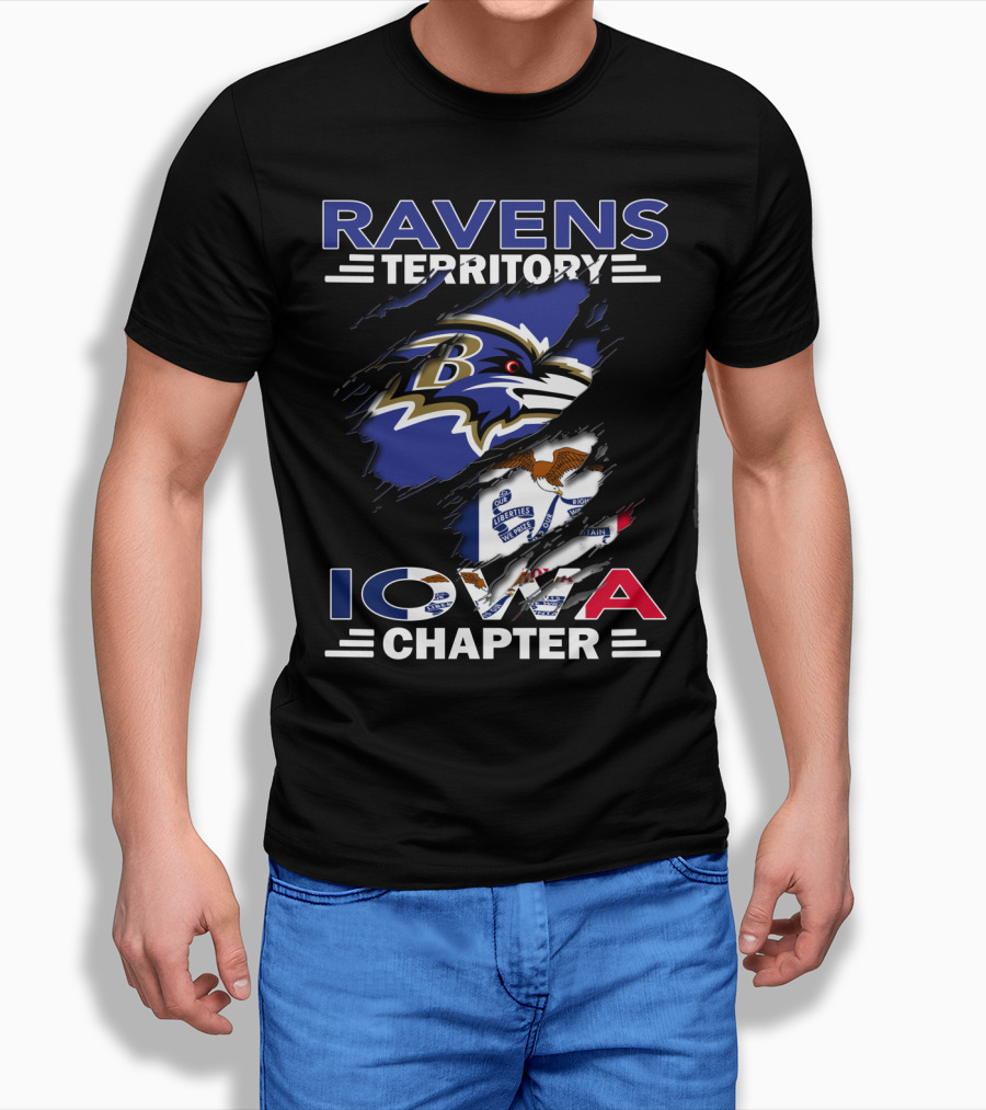 Ravens Territory Iowa Chapter NFL Sports Fandom Fanbase T-Shirt