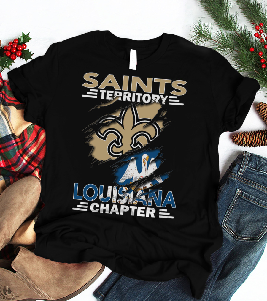 Saints Territory Louisiana Chapter Fleur-de-Lis Pelican Emblem T-Shirt