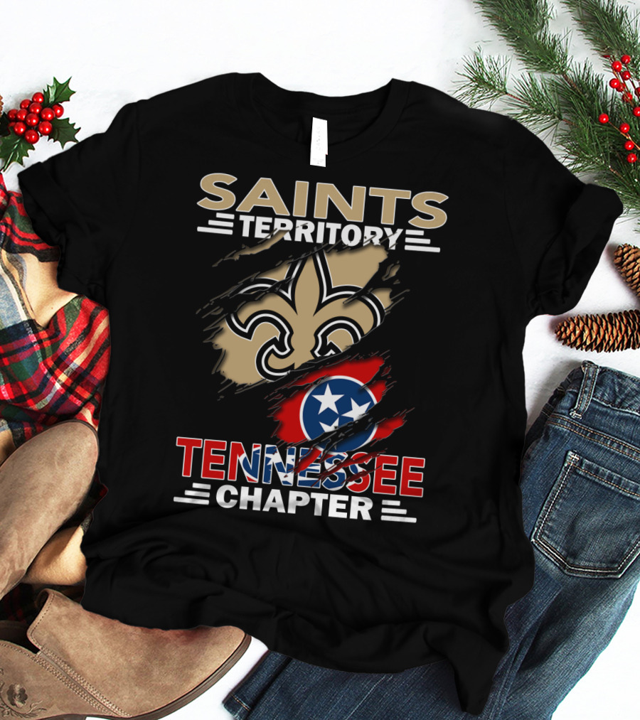 Saints Territory Tennessee Chapter Fleur-de-Lis And Tennessee Flag T-Shirt