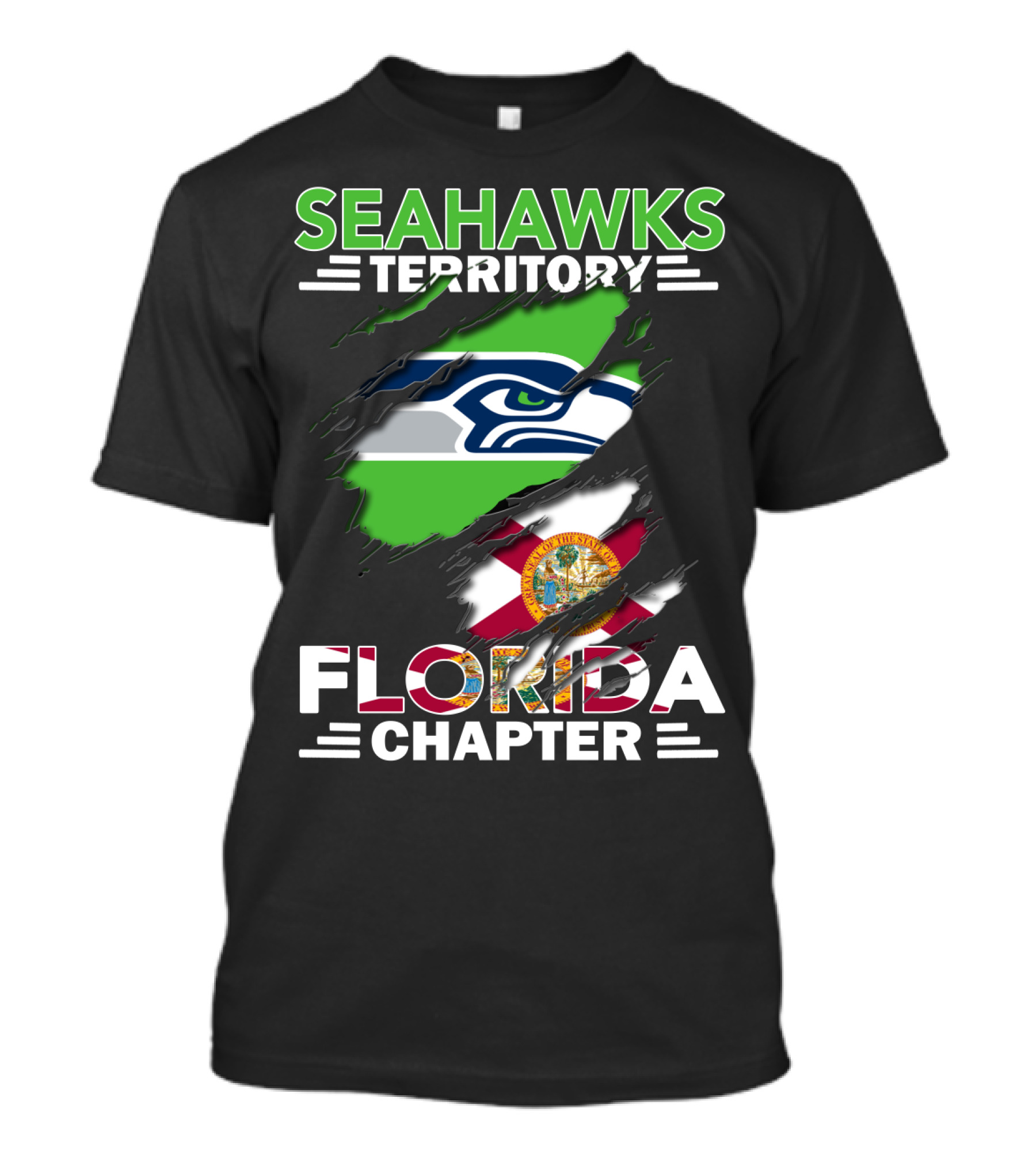 Seahawks Territory Florida Chapter Flag Rip T-Shirt
