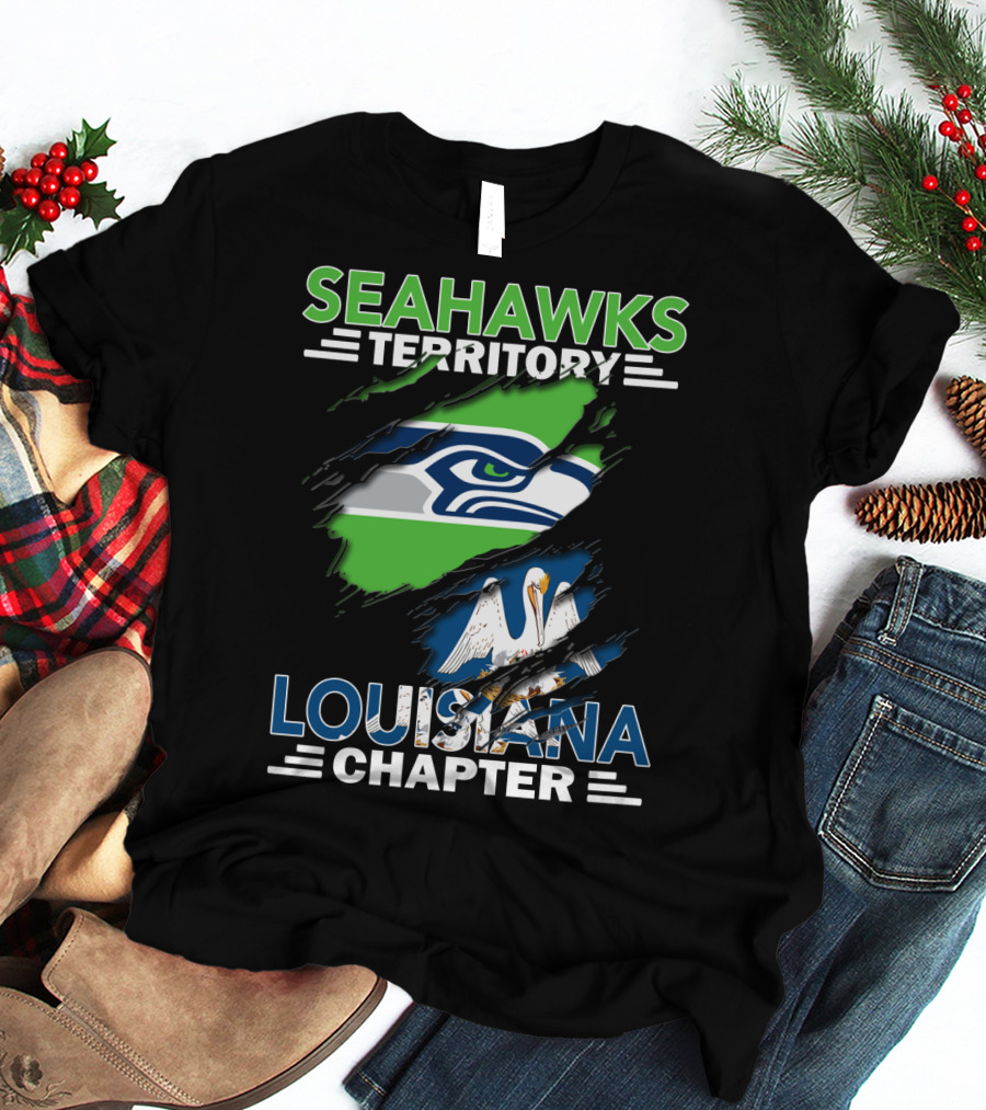 SEAHWKS TERRITORY LOUISIANA CHAPTER Seahawks Logo And Louisiana Flag T-Shirt