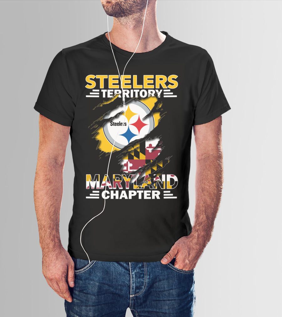 Steelers Territory Maryland Chapter Steelers Logo Maryland Flag T-Shirt
