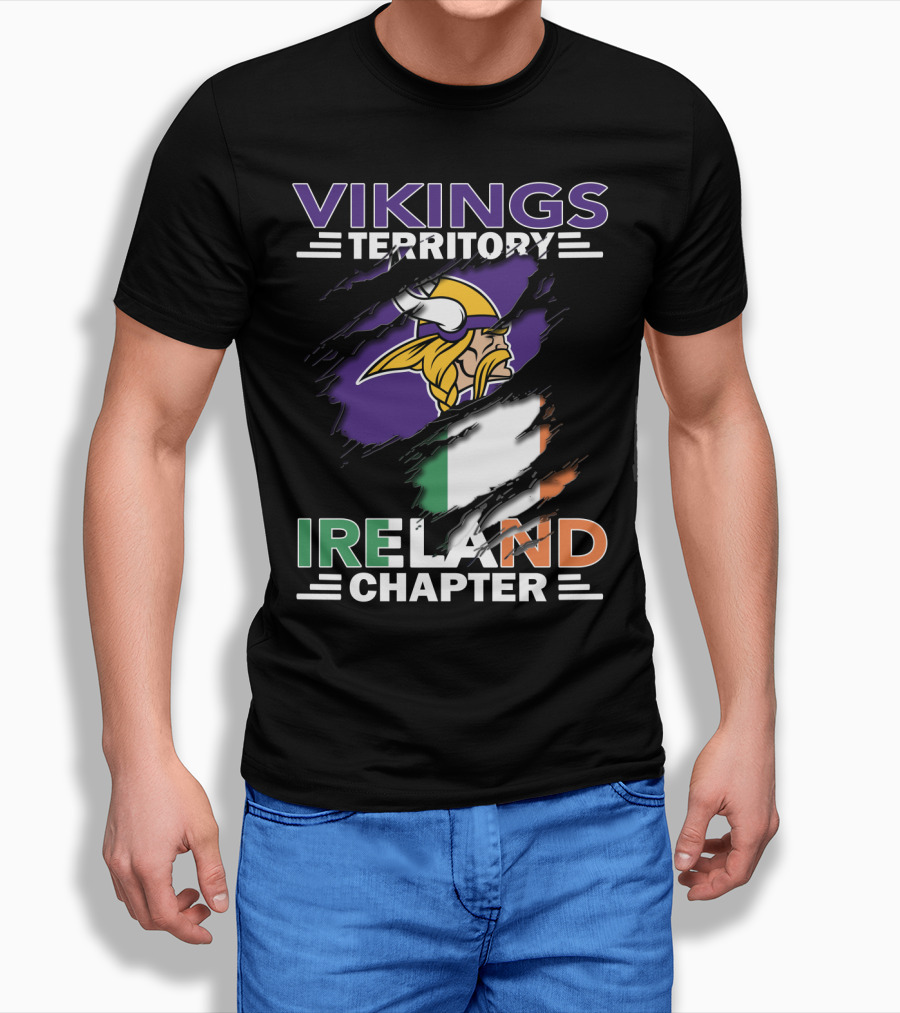 Vikings Territory Ireland Chapter Viking Logo Irish Flag T-Shirt